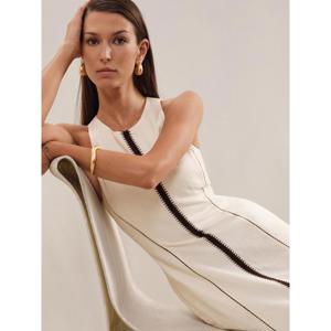 REISS INAYA Craft Stitch Sleeveless Midi Dress